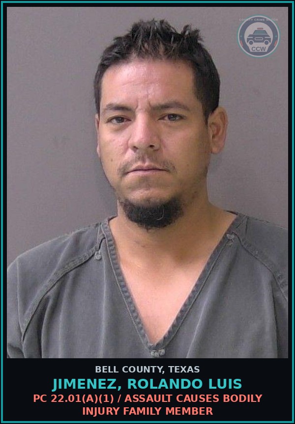 Booking mugshot of JIMENEZ, ROLANDO LUIS in Bell County