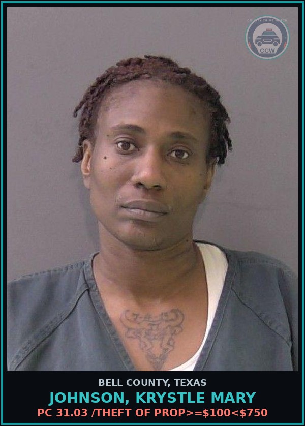 Booking mugshot of JOHNSON, KRYSTLE MARY in Bell County