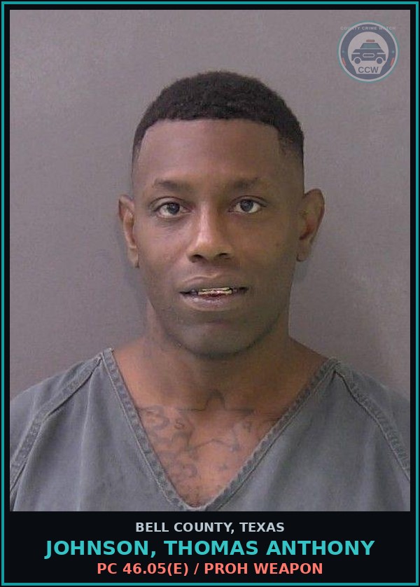 Booking mugshot of JOHNSON, THOMAS ANTHONY in Bell County