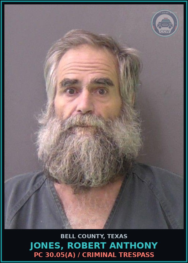 Booking mugshot of JONES, ROBERT ANTHONY in Bell County