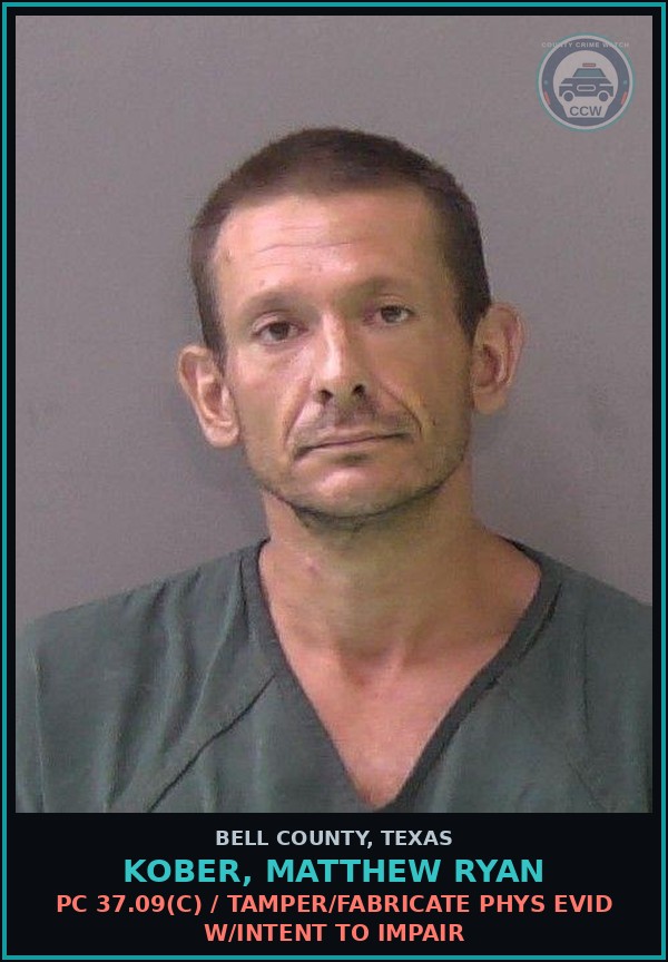 Booking mugshot of KOBER, MATTHEW RYAN in Bell County