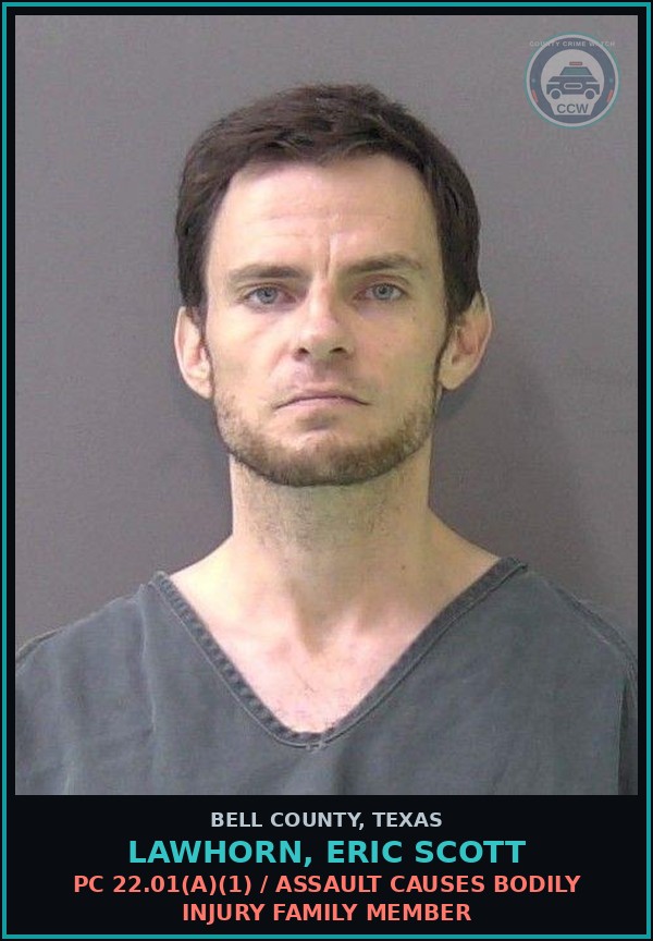 Booking mugshot of LAWHORN, ERIC SCOTT in Bell County