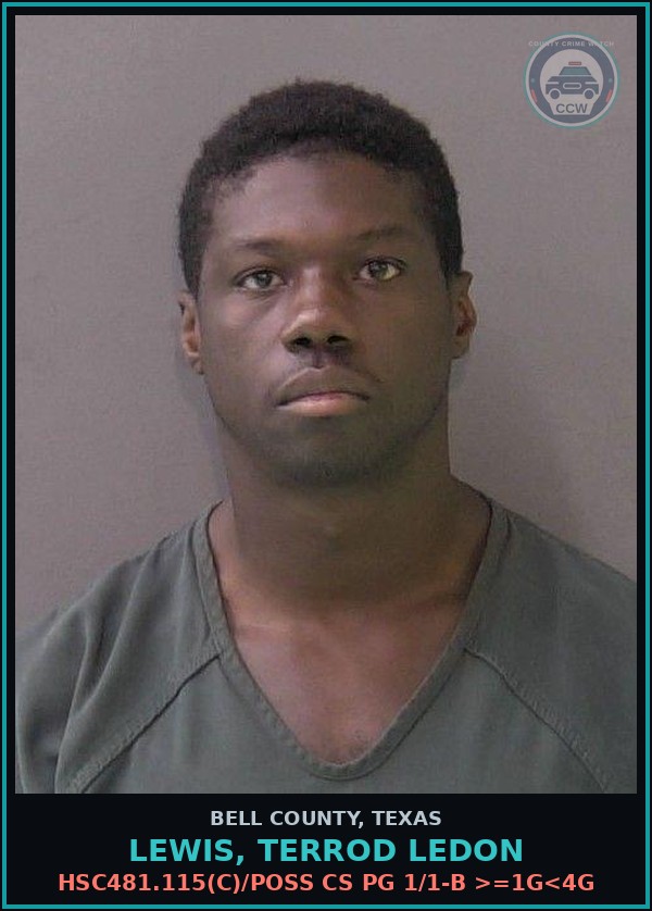 Booking mugshot of LEWIS, TERROD LEDON in Bell County