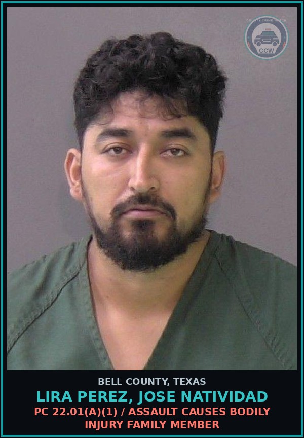 Booking mugshot of LIRA PEREZ, JOSE NATIVIDAD in Bell County