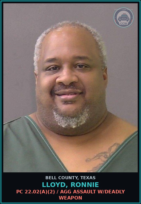 Booking mugshot of LLOYD, RONNIE in Bell County