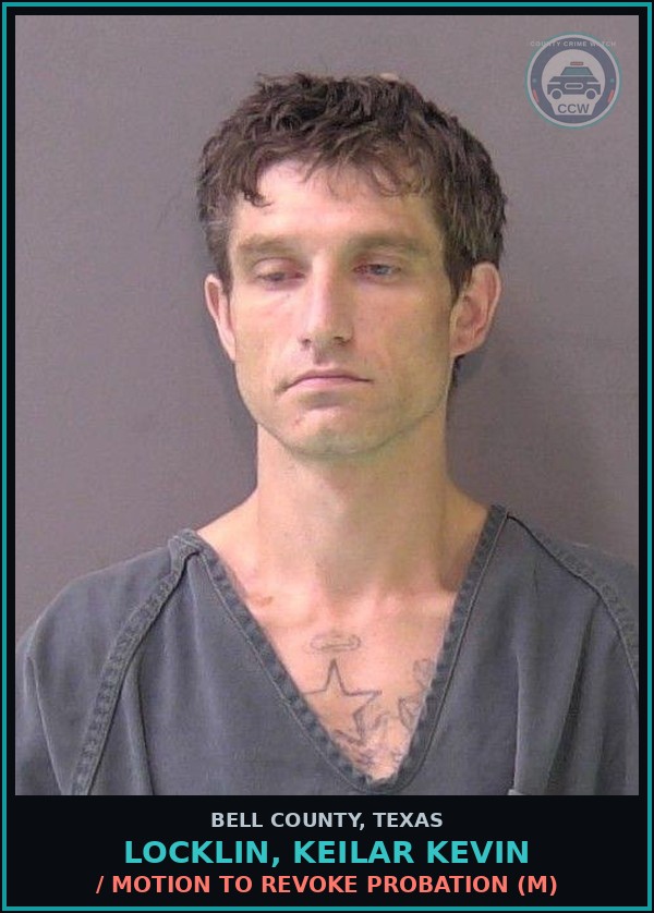 Booking mugshot of LOCKLIN, KEILAR KEVIN in Bell County