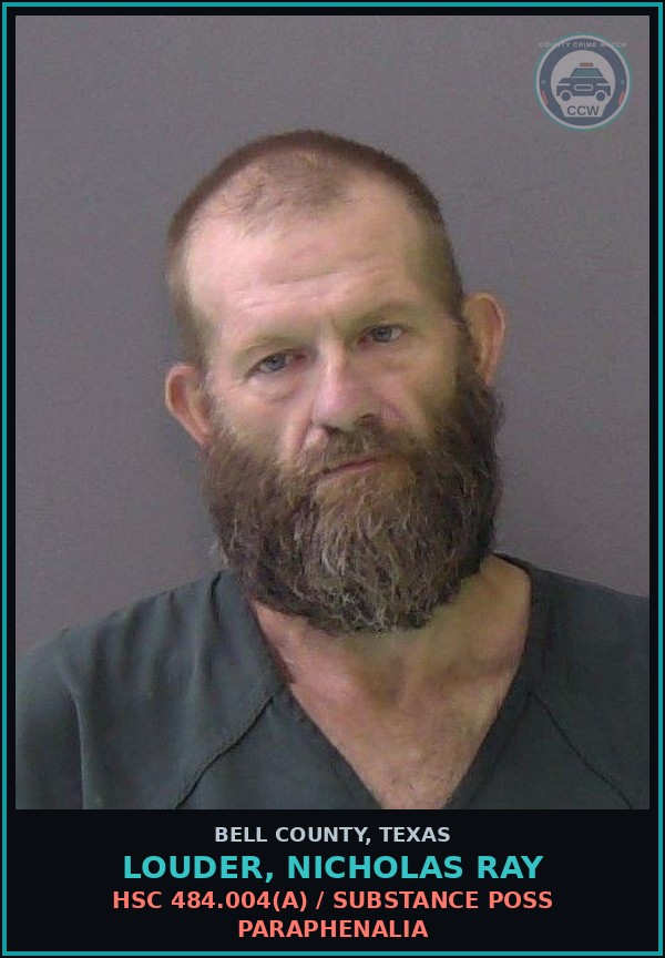 Booking mugshot of LOUDER, NICHOLAS RAY in Bell County