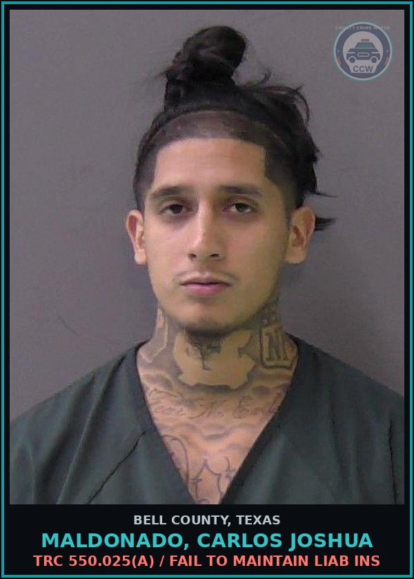 Booking mugshot of MALDONADO, CARLOS JOSHUA in Bell County