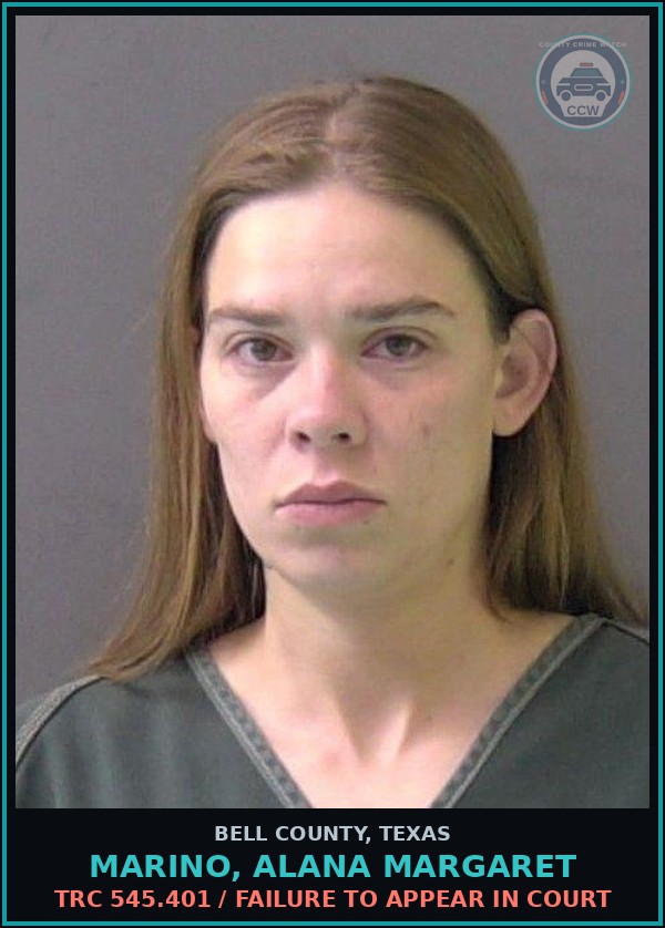 Booking mugshot of MARINO, ALANA MARGARET in Bell County