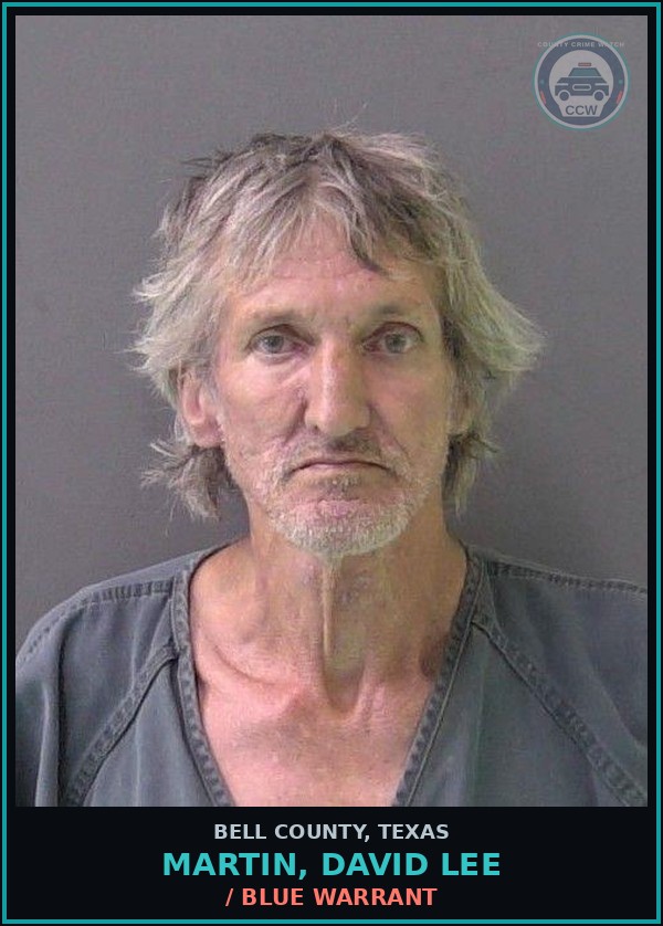 Booking mugshot of MARTIN, DAVID LEE in Bell County