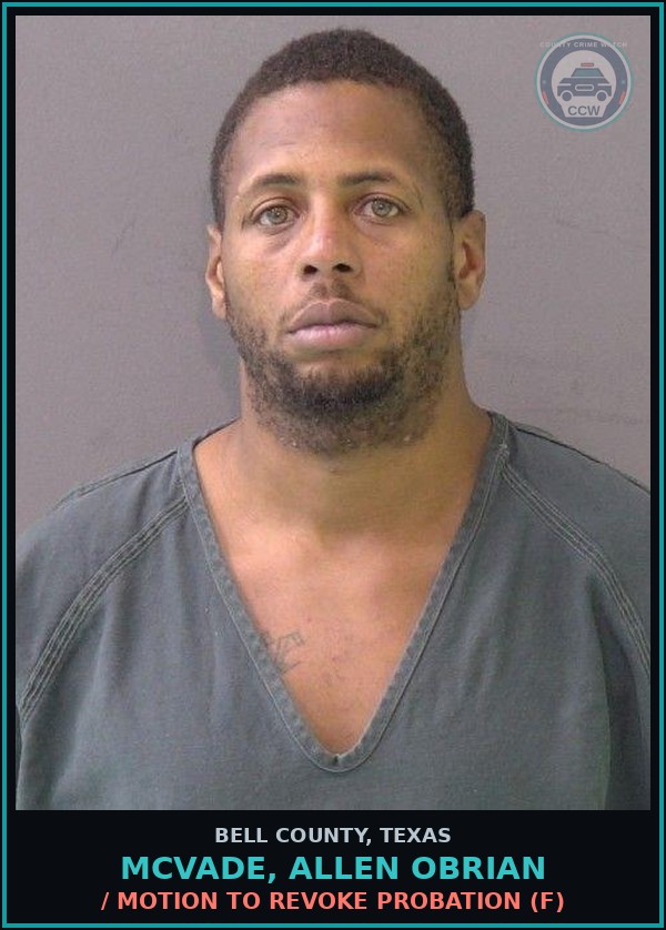 Booking mugshot of MCVADE, ALLEN OBRIAN in Bell County