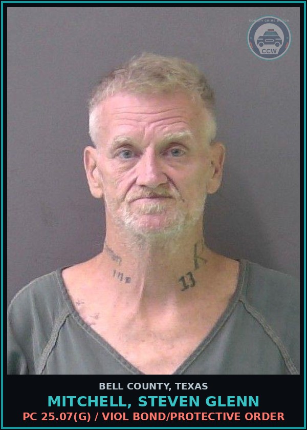 Booking mugshot of MITCHELL, STEVEN GLENN in Bell County
