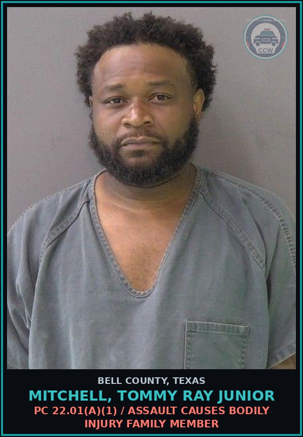 Booking mugshot of MITCHELL, TOMMY RAY JUNIOR in Bell County