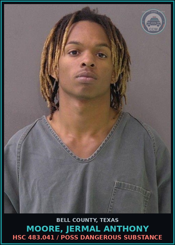 Booking mugshot of MOORE, JERMAL ANTHONY in Bell County