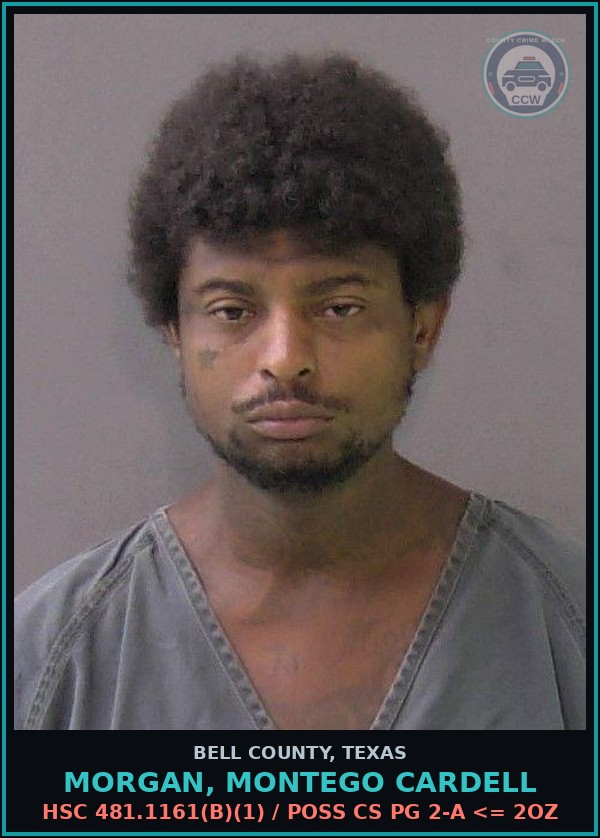 Booking mugshot of MORGAN, MONTEGO CARDELL in Bell County