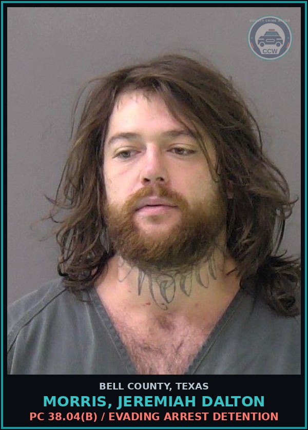 Booking mugshot of MORRIS, JEREMIAH DALTON in Bell County
