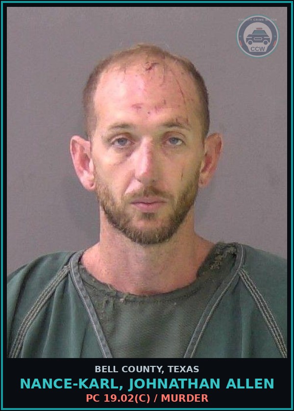 Booking mugshot of NANCE-KARL, JOHNATHAN ALLEN in Bell County
