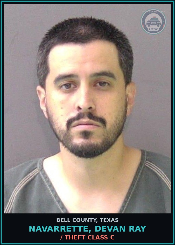 Booking mugshot of NAVARRETTE, DEVAN RAY in Bell County