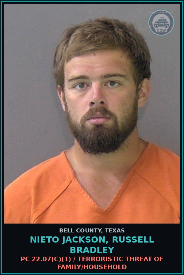 Booking mugshot of NIETO JACKSON, RUSSELL BRADLEY in Bell County