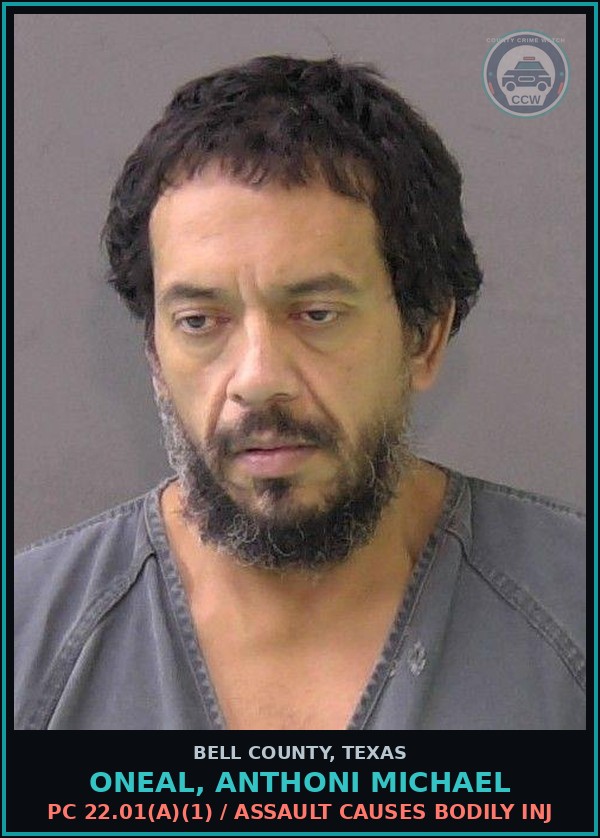 Booking mugshot of ONEAL, ANTHONI MICHAEL in Bell County