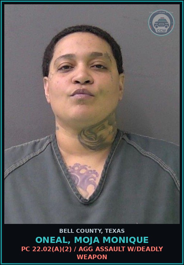 Booking mugshot of ONEAL, MOJA MONIQUE in Bell County