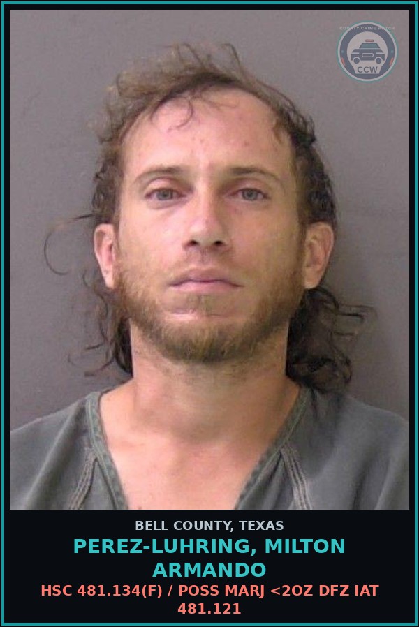 Booking mugshot of PEREZ-LUHRING, MILTON ARMANDO in Bell County