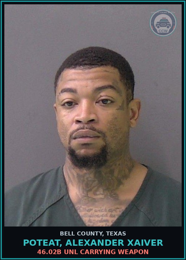 Booking mugshot of POTEAT, ALEXANDER XAIVER in Bell County