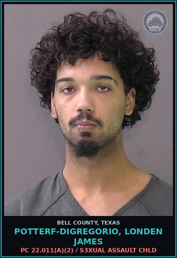 Booking mugshot of POTTERF-DIGREGORIO, LONDEN JAMES in Bell County