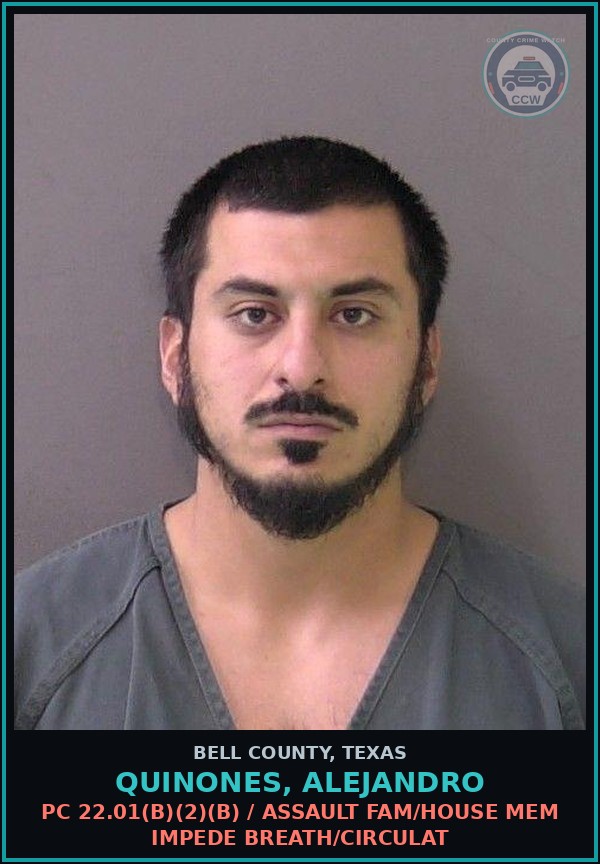 Booking mugshot of QUINONES, ALEJANDRO in Bell County