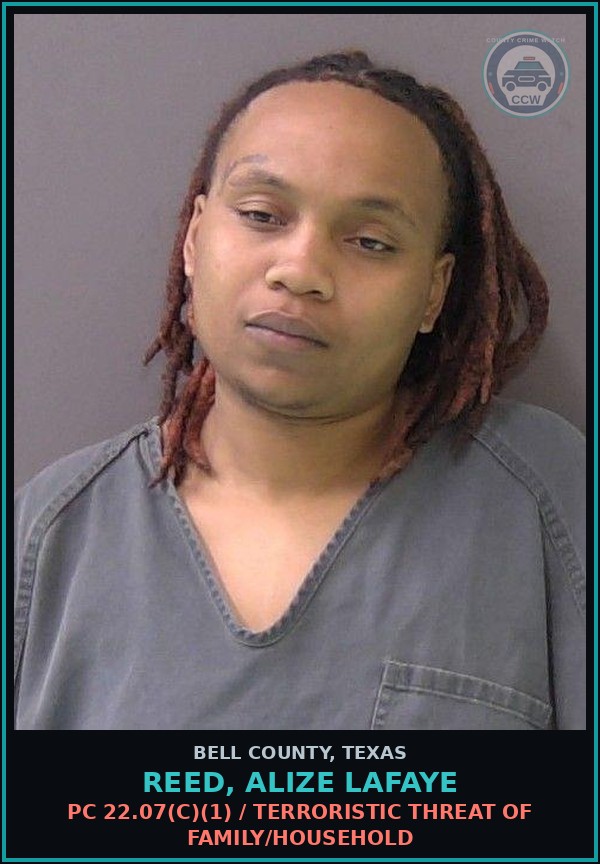 Booking mugshot of REED, ALIZE LAFAYE in Bell County