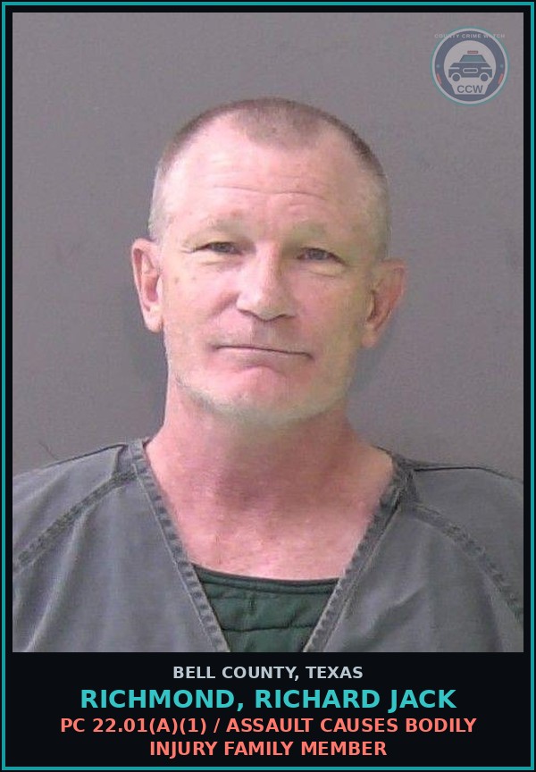 Booking mugshot of RICHMOND, RICHARD JACK in Bell County