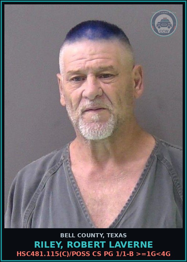 Booking mugshot of RILEY, ROBERT LAVERNE in Bell County