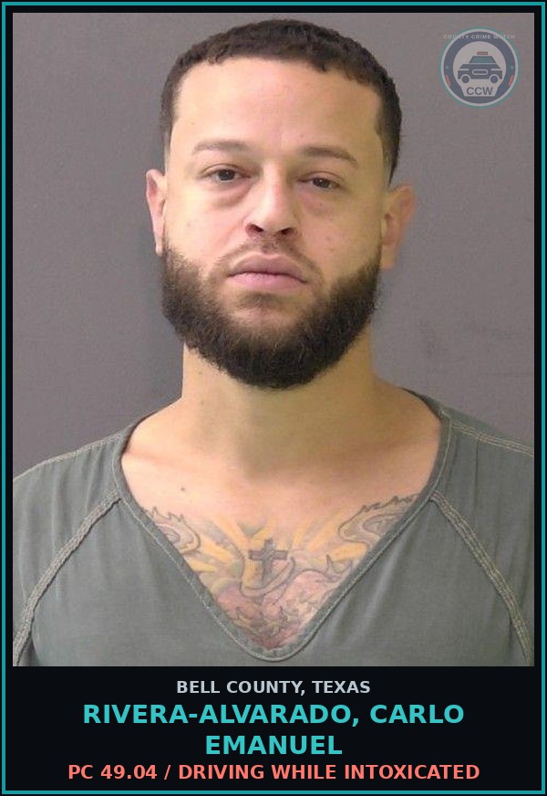 Booking mugshot of RIVERA-ALVARADO, CARLO EMANUEL in Bell County