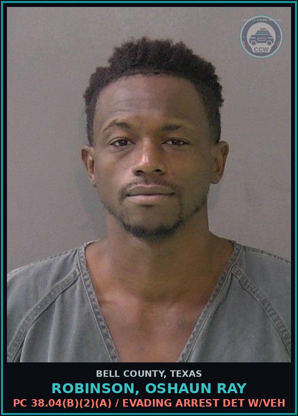 Booking mugshot of ROBINSON, OSHAUN RAY in Bell County