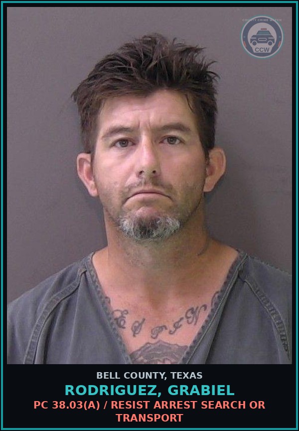Booking mugshot of RODRIGUEZ, GRABIEL in Bell County