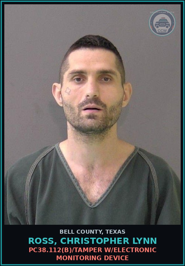 Booking mugshot of ROSS, CHRISTOPHER LYNN in Bell County