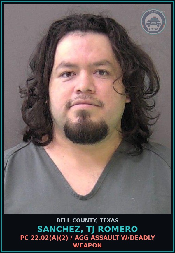 Booking mugshot of SANCHEZ, TJ ROMERO in Bell County