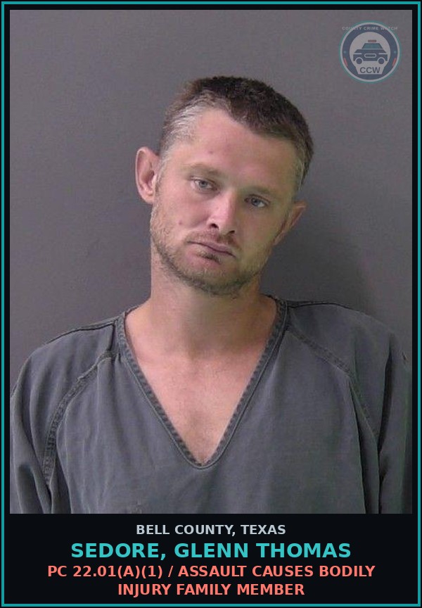 Booking mugshot of SEDORE, GLENN THOMAS in Bell County