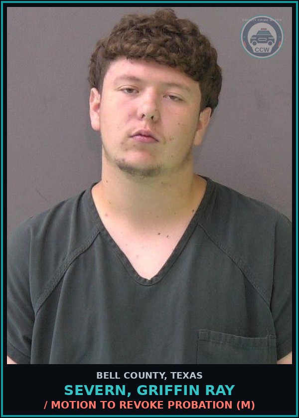 Booking mugshot of SEVERN, GRIFFIN RAY in Bell County