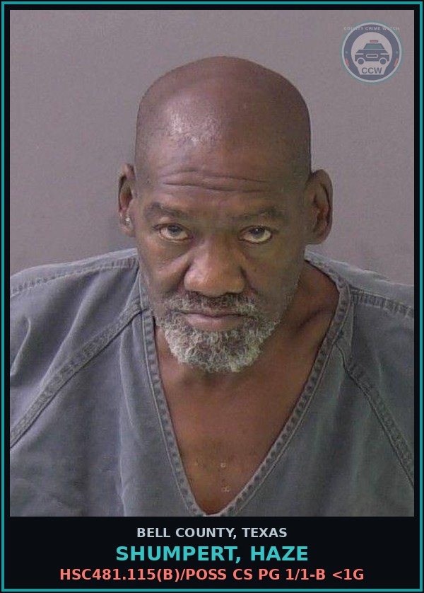 Booking mugshot of SHUMPERT, HAZE in Bell County