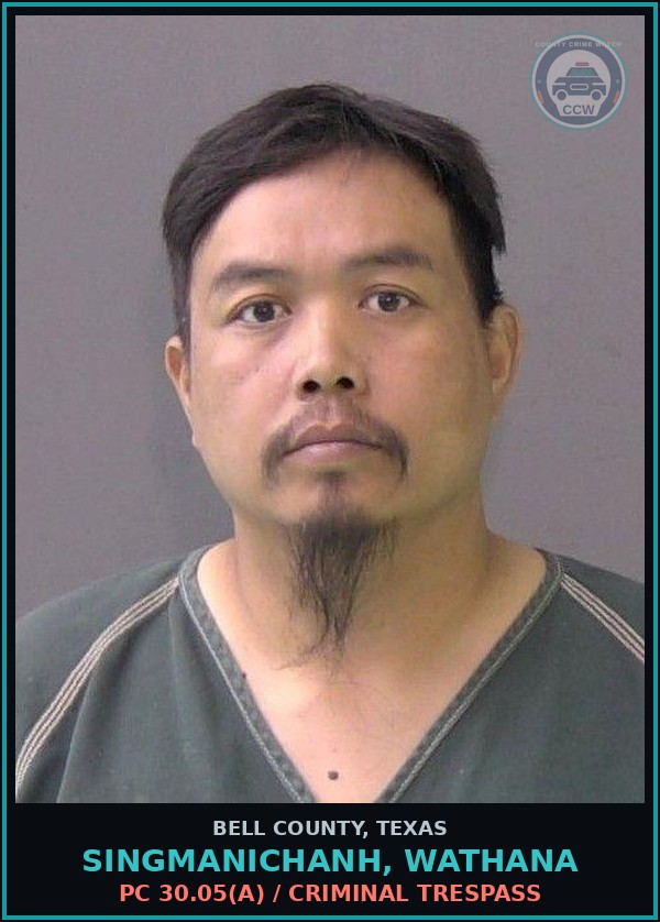 Booking mugshot of SINGMANICHANH, WATHANA in Bell County