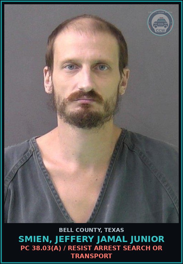 Booking mugshot of SMIEN, JEFFERY JAMAL JUNIOR in Bell County