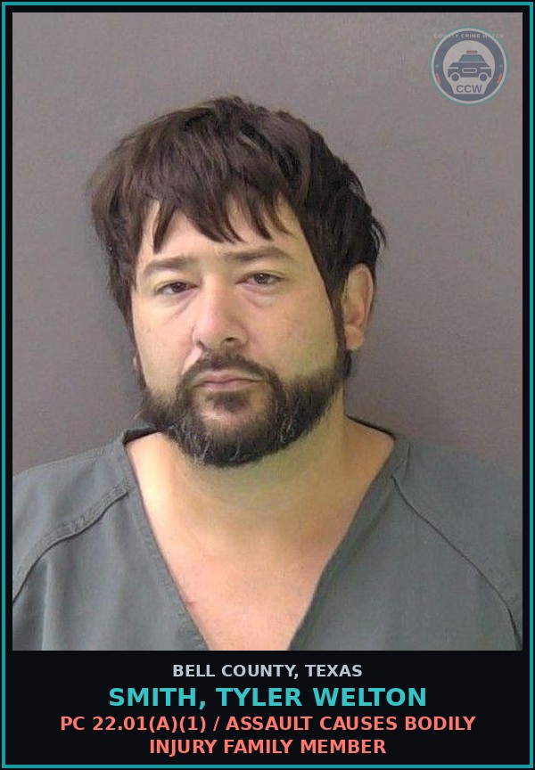 Booking mugshot of SMITH, TYLER WELTON in Bell County
