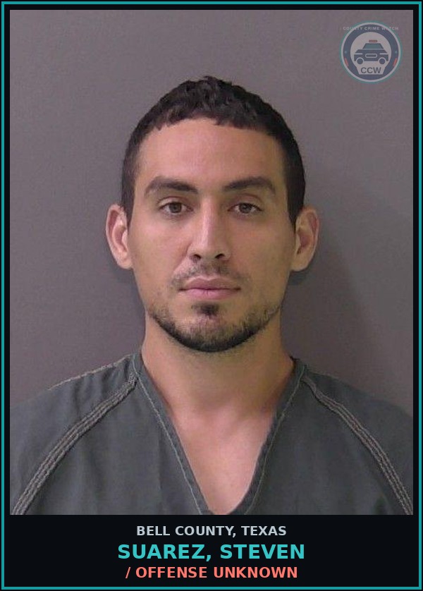 Booking mugshot of SUAREZ, STEVEN in Bell County
