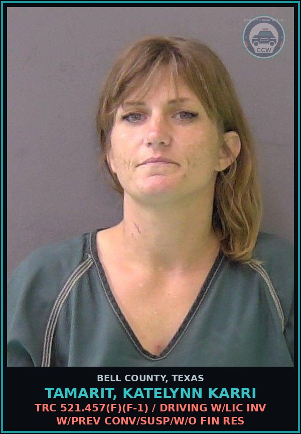 Booking mugshot of TAMARIT, KATELYNN KARRI in Bell County