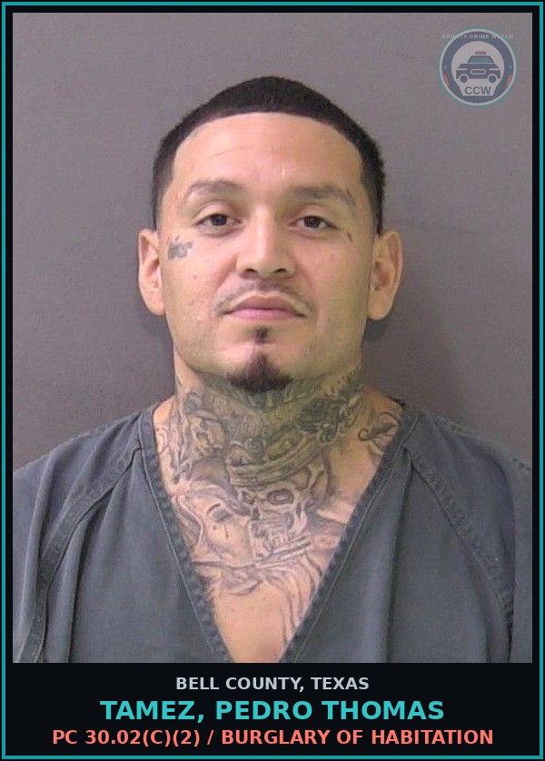 Booking mugshot of TAMEZ, PEDRO THOMAS in Bell County