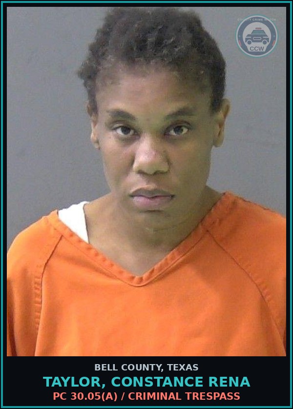 Booking mugshot of TAYLOR, CONSTANCE RENA in Bell County