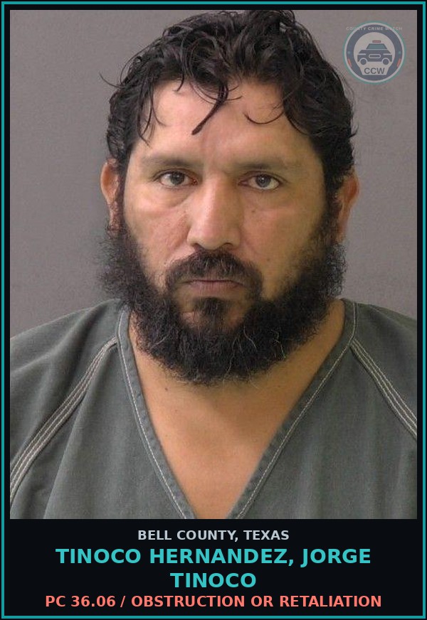Booking mugshot of TINOCO HERNANDEZ, JORGE TINOCO in Bell County
