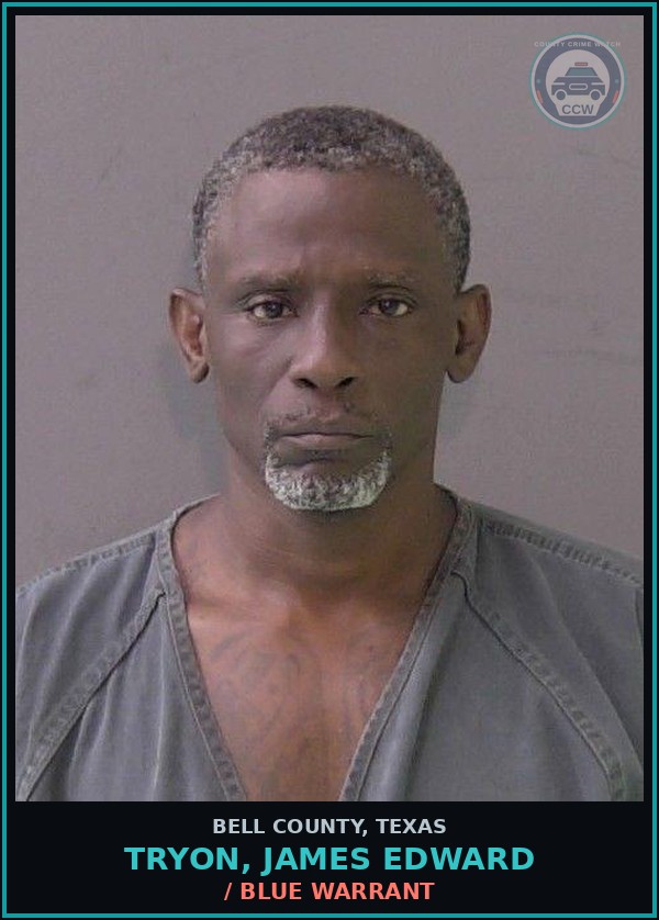Booking mugshot of TRYON, JAMES EDWARD in Bell County
