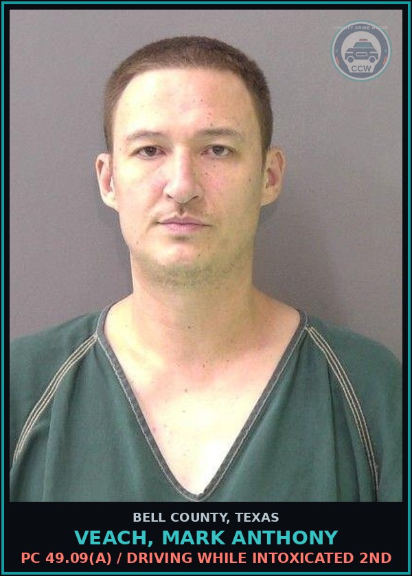 Booking mugshot of VEACH, MARK ANTHONY in Bell County